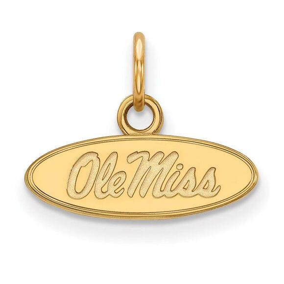 14k Yellow Gold U. of Mississippi XS (Tiny) Oval 'Ole Miss' Charm